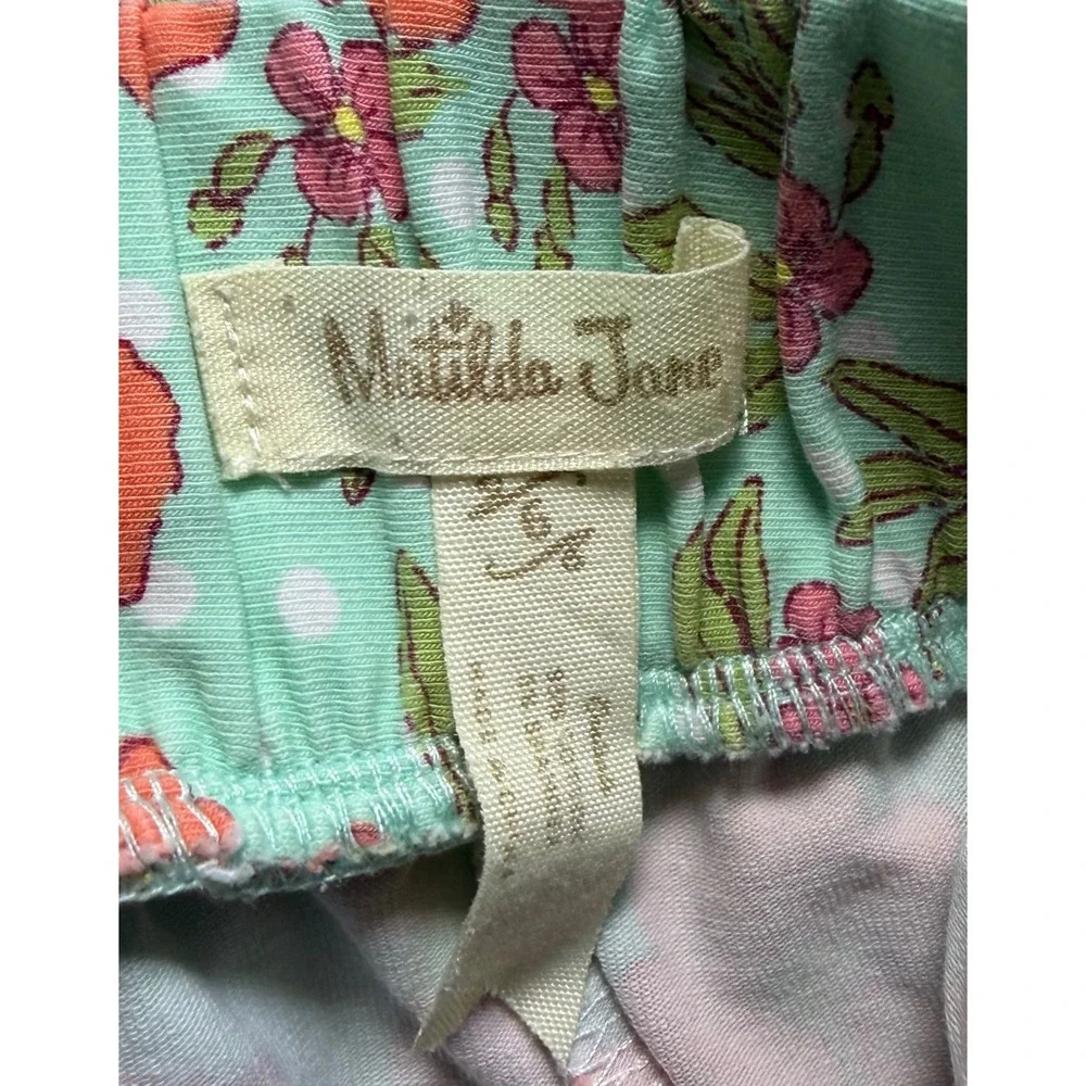 Matilda Jane Girls Size 6 Top and Skirt Set Floral Polka Dot Ruffle Mint Blue